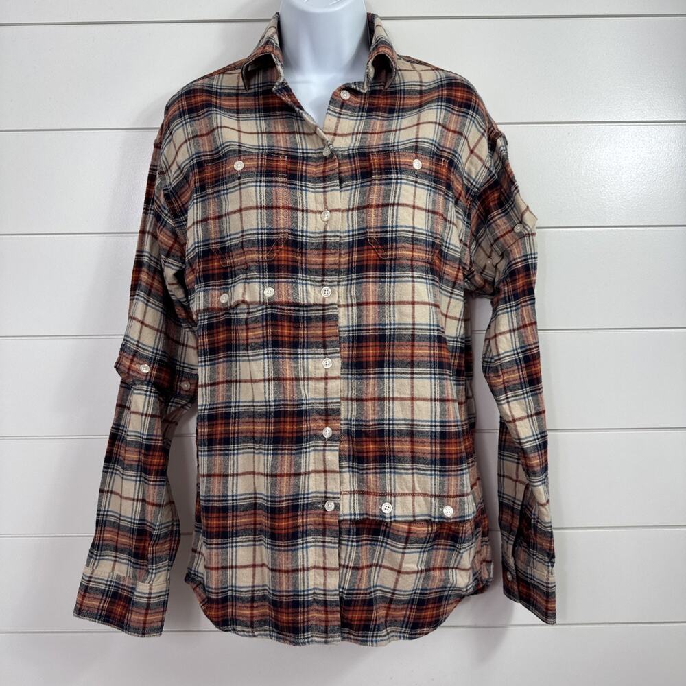 R13 Undone Flannel Shirt Button Front Multicolor Plaid sz XS